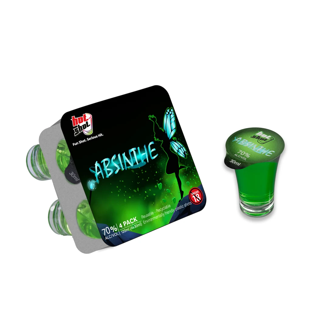 Absinthe four-pack and shot