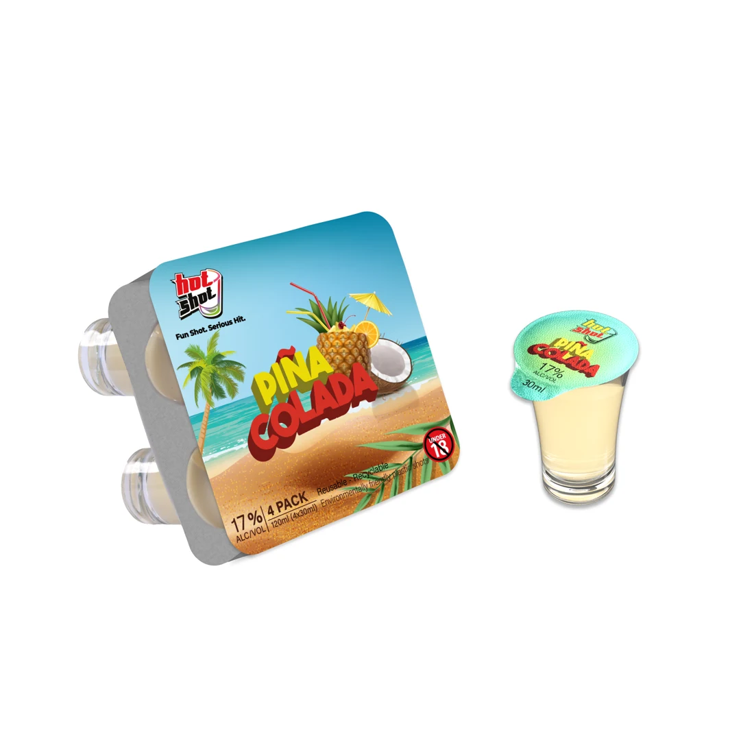 Piña Colada four-pack and shot