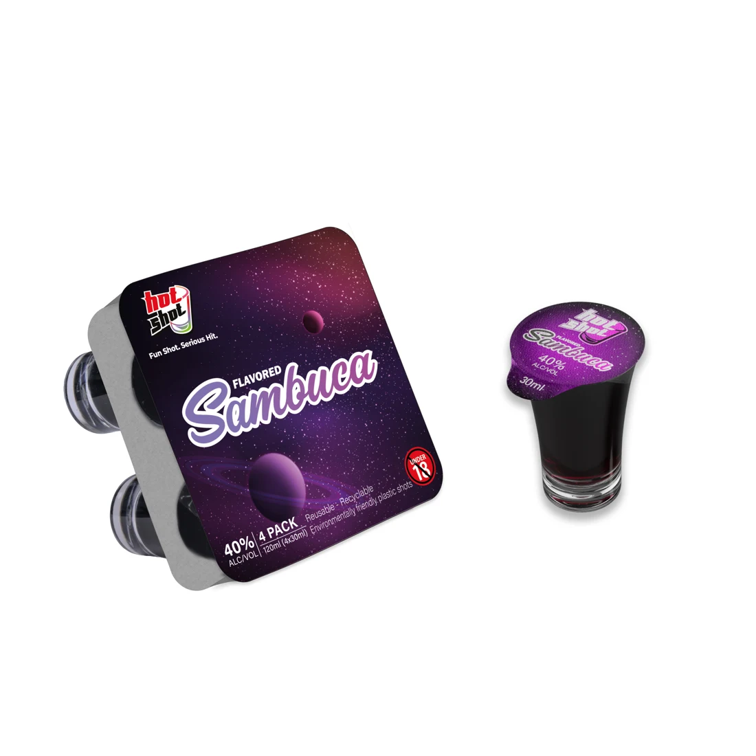 Sambuca four-pack and shot