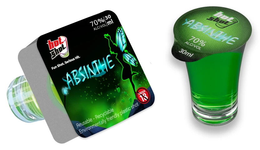 Absinthe individually packaged single shot and sealed shot